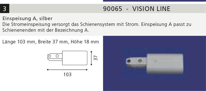 Direkteinspeisung A für EGLO Vision Line Schienensystem 90065