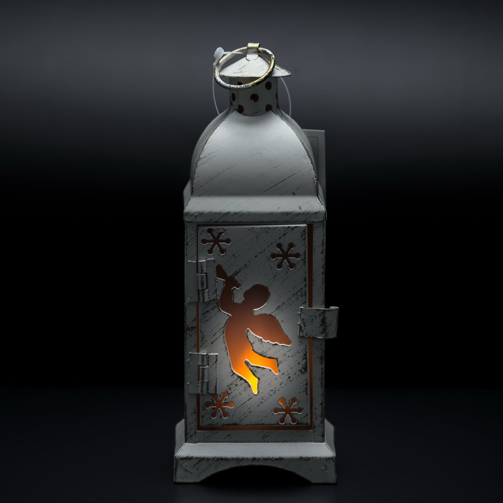 Klassische Tischlaterne Engel 19cm Landhaus Teelicht Weiß Teelichthalter Deko Weihnachten X-mas – Windlicht / Teelichtglas –