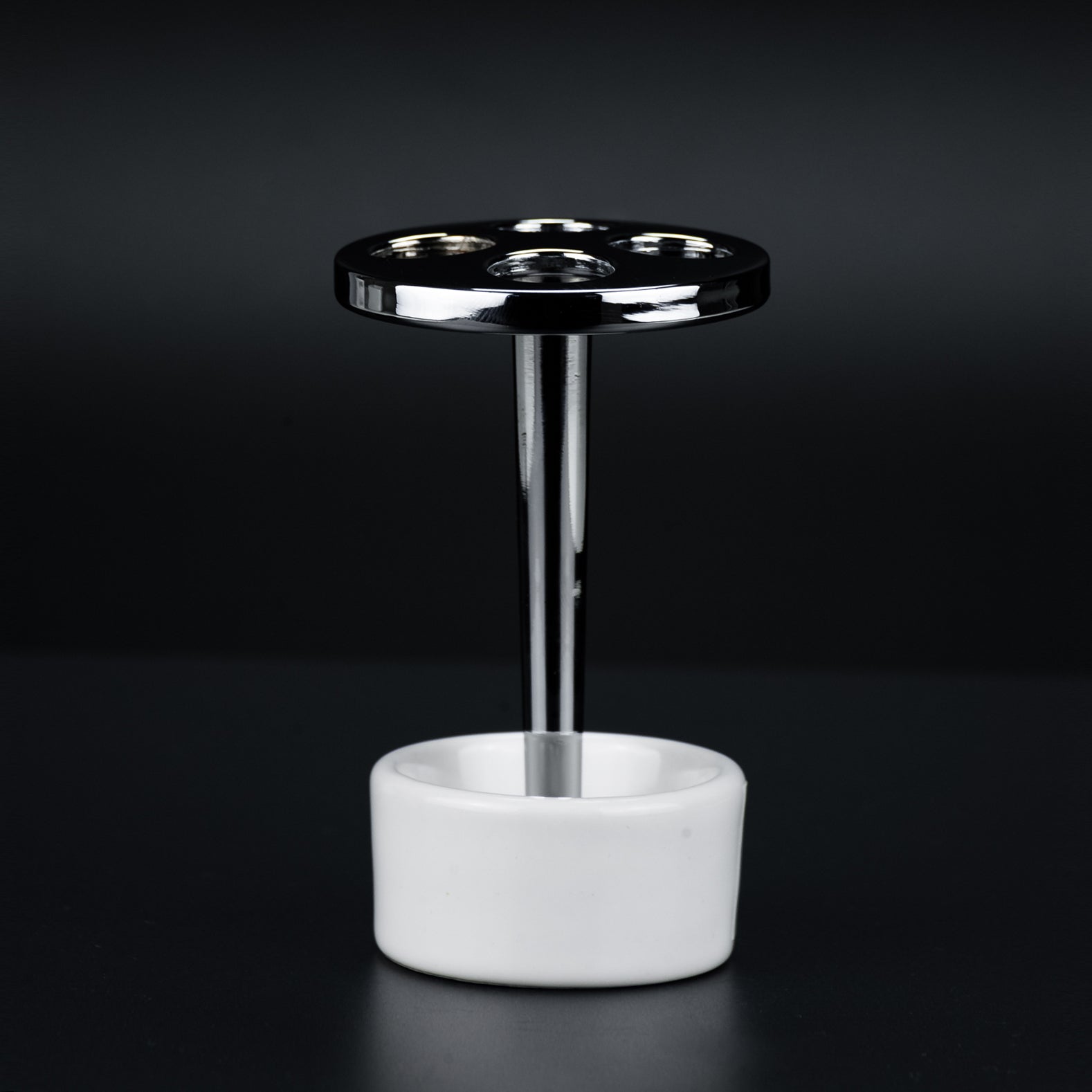 Zahnbürstenhalter Zahnputzbecher Rund Keramik Weiß Chrom Sompex 12480 – stilvolles Wohnaccessoire & Dekoartikel aus Europa