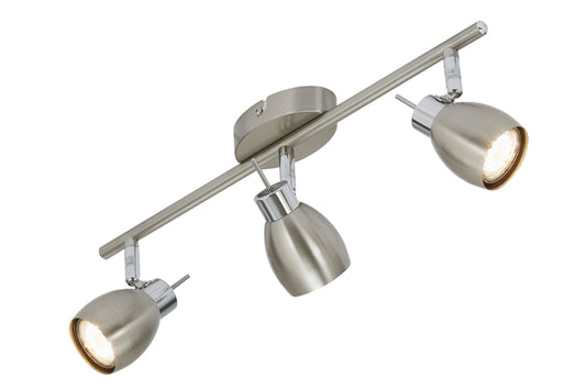 LED Spotbalken 3flg nickel-matt schwenkbar inkl GU10 TWO – Strahler / Spotbeleuchtung