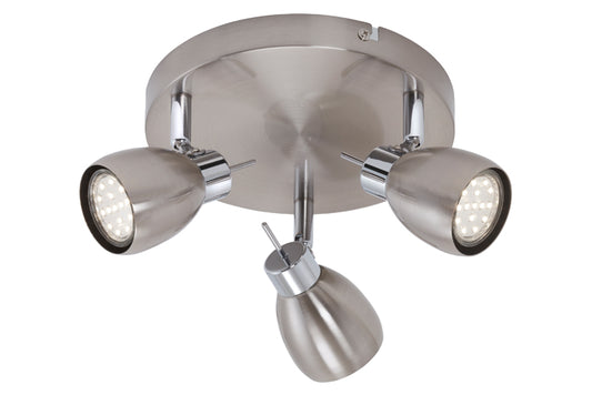 LED Deckenstrahler rund 3flg nickel-matt schwenkbar inkl GU10 TWO – Strahler / Spotbeleuchtung