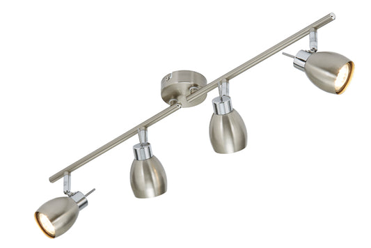 LED Spotleiste 4flg nickel-matt schwenkbar inkl GU10 TWO – Strahler / Spotbeleuchtung