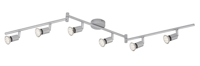 LED Deckenstrahler 6flg silber inkl. GU10 LED schwenkbar PICCO – Strahler / Spotbeleuchtung