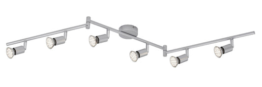 LED Deckenstrahler 6flg silber inkl. GU10 LED schwenkbar PICCO – Strahler / Spotbeleuchtung