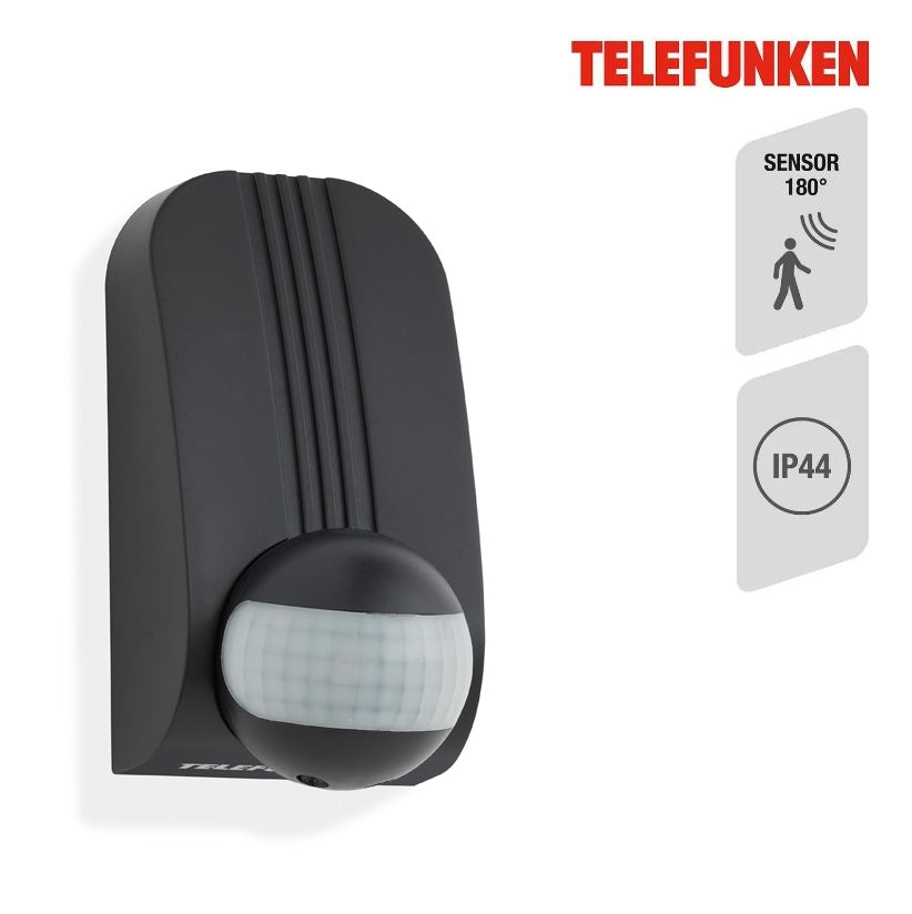 Bewegungsmelder für Eckmontage schwarz Reichweite 12m 180° IP44