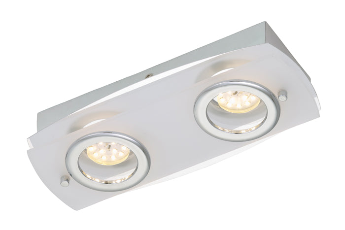 LED Wand- Deckenleuchte flach eckig ACRILICO 2flg Chrom – Deckenleuchte dimmbar
