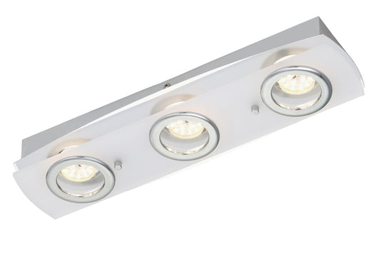 LED Decken- Wandleuchte flach eckig ACRILICO 3flg Chrom – Deckenleuchte dimmbar