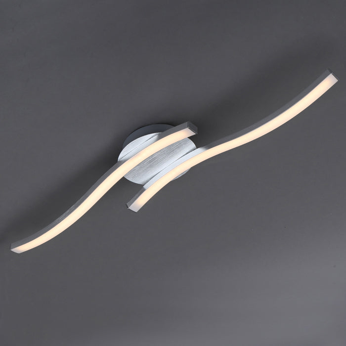 Moderne LED Deckenlampe 2 Stäbe gewellt Aluminium warmweiß 55,5cm – Deckenleuchte dimmbar