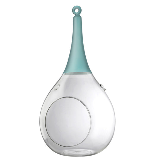 Taura blau groß Windlicht zum aufhängen Glas mundgeblasen, handbemalt