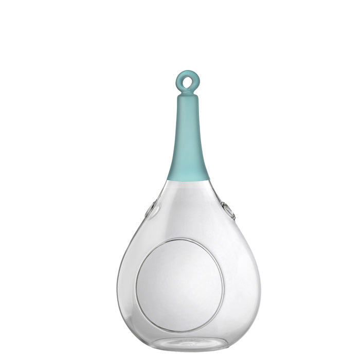 Taura blau klein Windlicht zum aufhängen Glas Hängedekoration – Teelichthalter / Teelichtglas – stilvolles Wohnaccessoire & D
