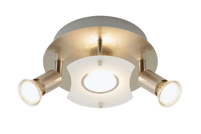 LED Deckenleuchte rund mit Strahlern START 3flg nickel matt 20cm – Deckenleuchte dimmbar, GU10