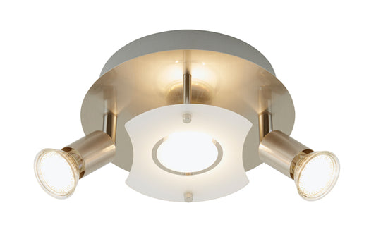 LED Deckenleuchte rund mit Strahlern START 3flg nickel matt 20cm – Deckenleuchte dimmbar, GU10