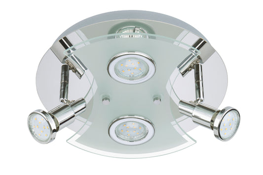 LED Deckenleuchte 4flg VASO Glas Chrom inkl GU10 LED – Deckenleuchte GU10