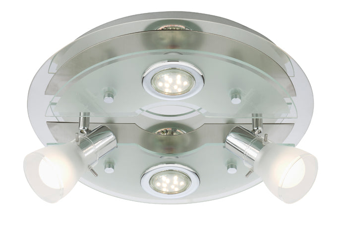 LED Deckenleuchte 4flg VASO mit 2 Strahlern rund schwenkbar – Deckenleuchte dimmbar, GU10