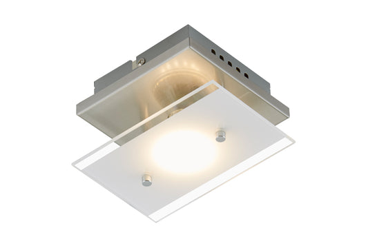 Kleine LED Wandlampe Deckenlampe aus Glas satiniert 12x15cm – Deckenleuchte dimmbar, GU10