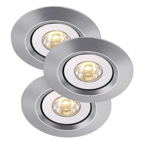 3er Set LED Deckeneinbauspot Raven Mini – Einbaustrahler IP23, schwenkbar, dimmbar