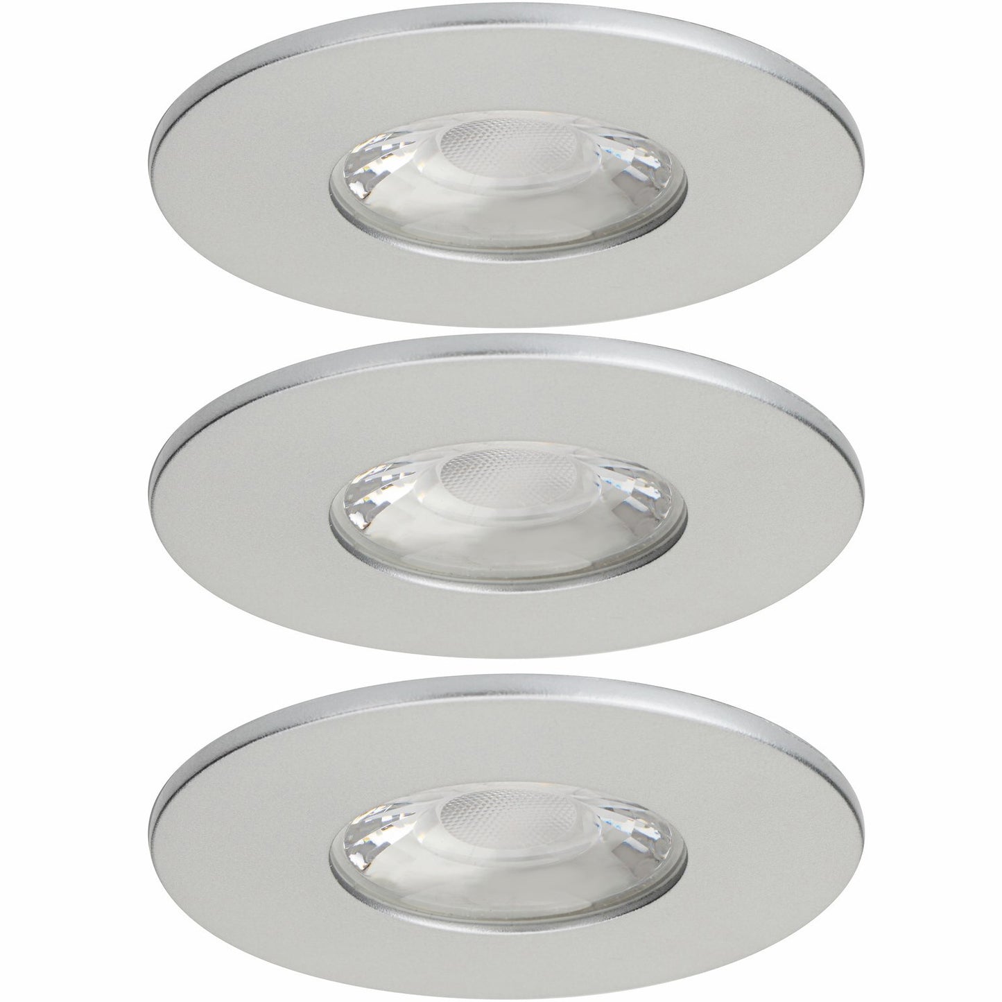 3x MD-881 LED Einbauspot silber dimmbar 4,5W 70mm warmweiß IP44 – Einbaustrahler IP44, dimmbar, 70mm