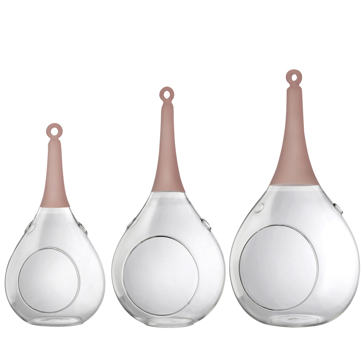 3er Set Taura rosa pink Windlicht zum aufhängen Glas Hängedekoration mundgeblasen, handbemalt