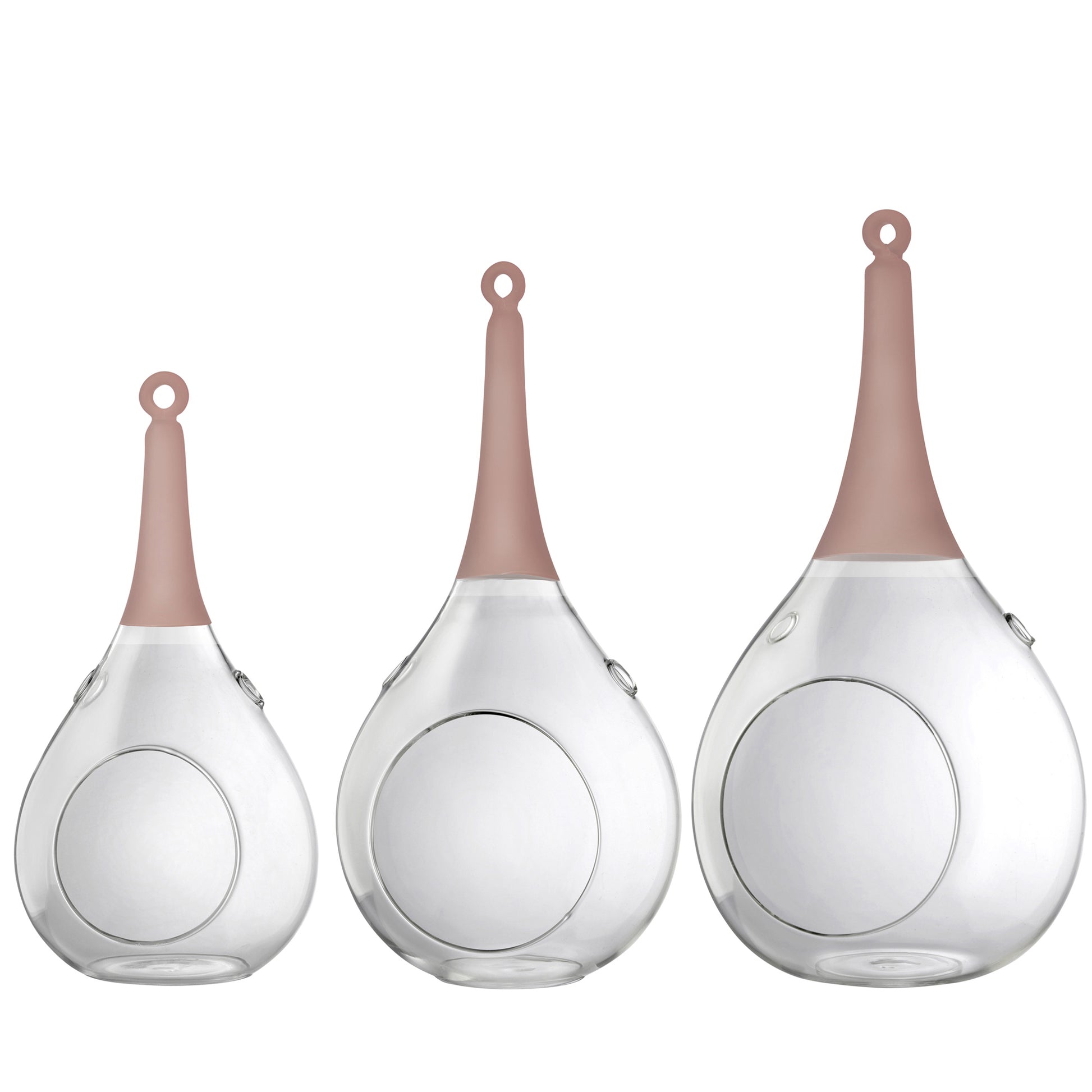 3er Set Taura rosa pink Windlicht zum aufhängen Glas Hängedekoration mundgeblasen, handbemalt