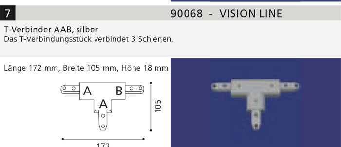 T-Verbinder AAB für EGLO Vision Line Schienensystem 90068