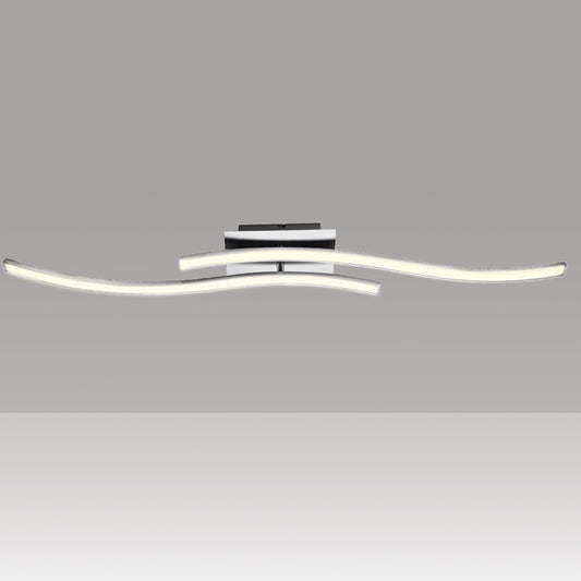 Moderne LED Deckenlampe 2 Stäbe gewellt Aluminium warmweiß drehbar 100cm – Deckenleuchte dimmbar