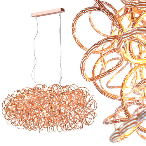 Design Hängelampe Mystic aus Draht in Kupfer 8x G9 – Pendelleuchte dimmbar