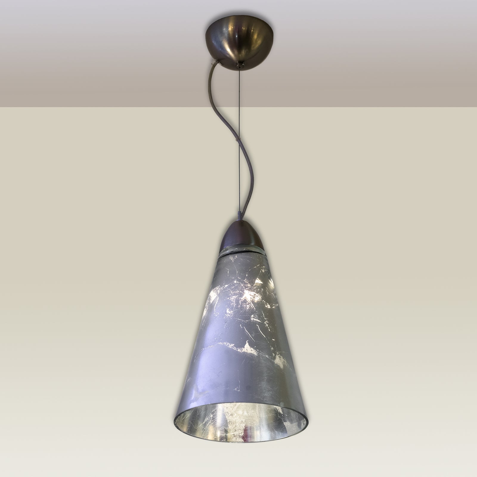 Hängelampe Cloche Glas Blattsilber – Pendelleuchte E27