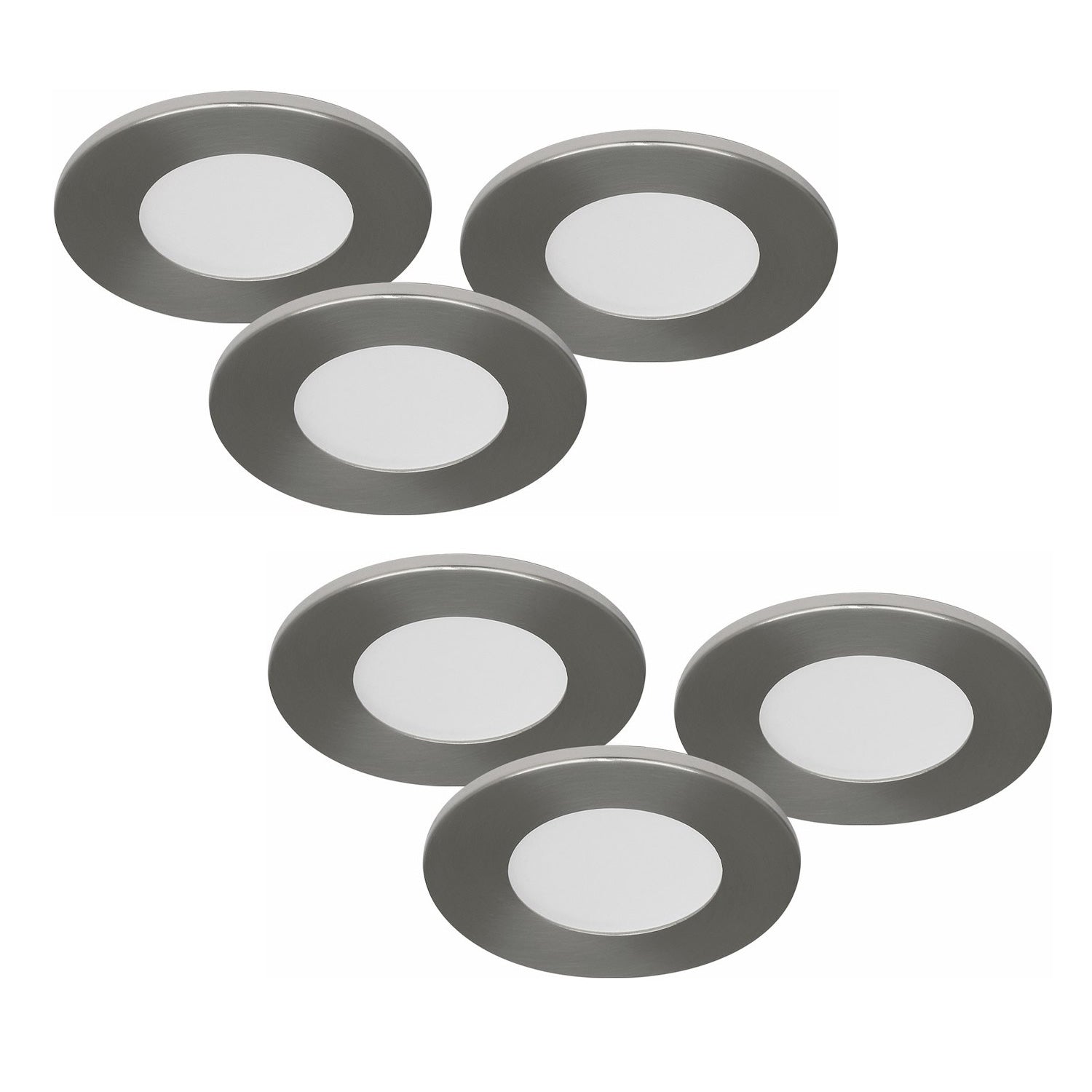 6er Set LED Spots Möbelleuchten dimmbar silber 57mm ultra slim MD-305 – Einbaustrahler IP21, dimmbar, 57mm