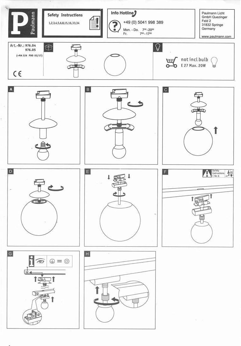 Ceiling Globe 30cm Paulmann Urail 976.04