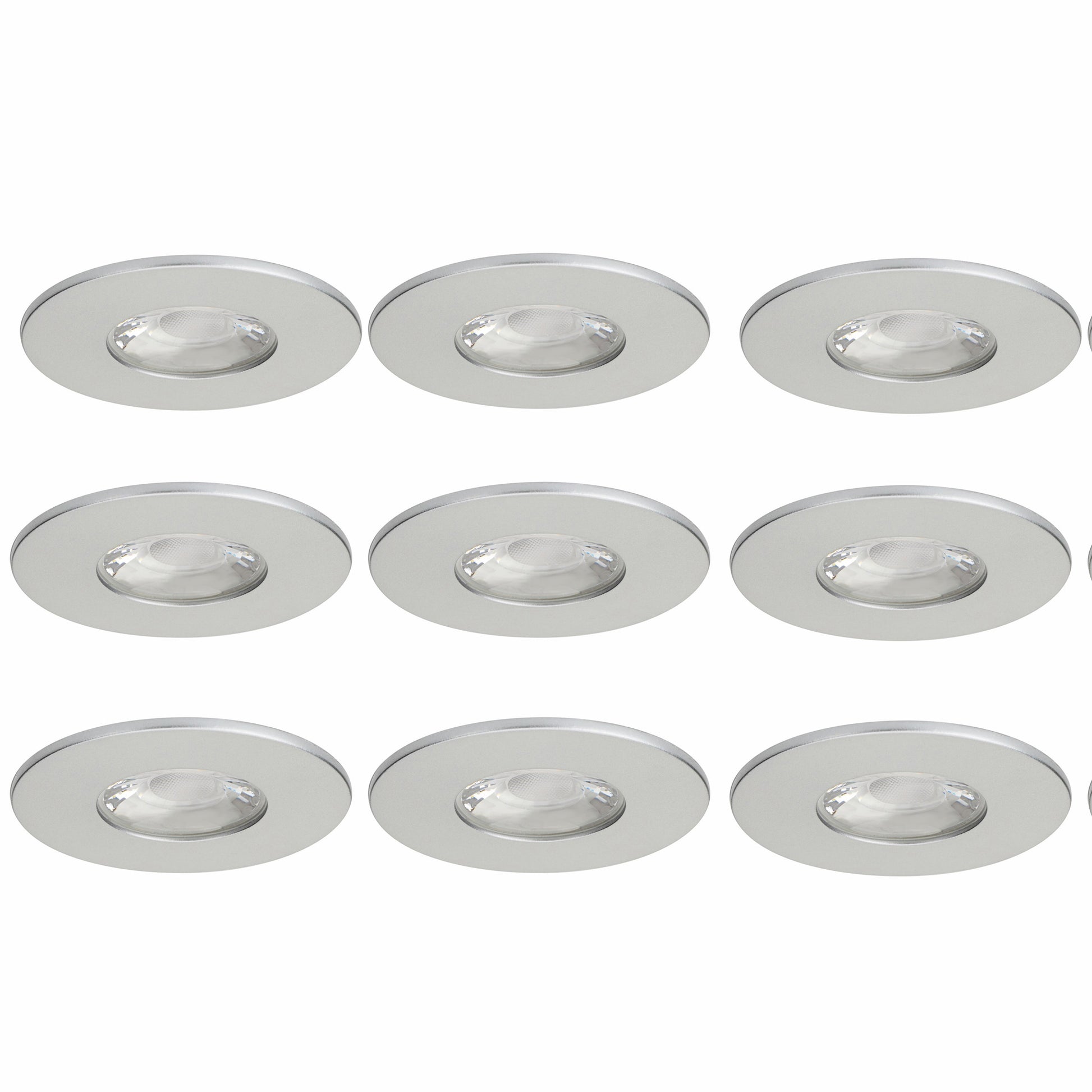 9x MD-881 LED Einbauspot silber dimmbar 4,5W 70mm warmweiß IP44 – Einbaustrahler IP44, dimmbar, 70mm
