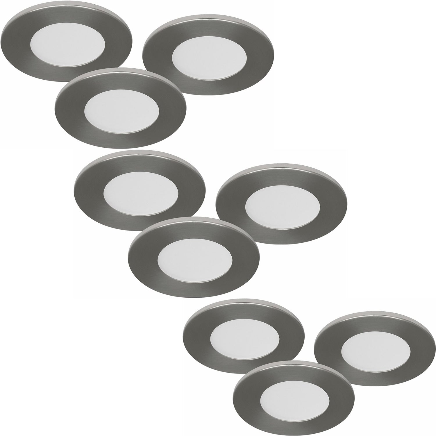 9er Set LED Spots Möbelleuchten dimmbar silber 57mm ultra slim MD-305 – Einbaustrahler IP21, dimmbar, 57mm