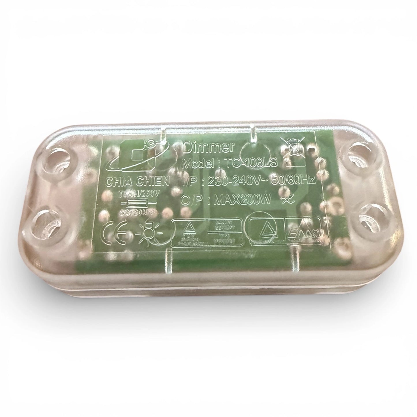 CHIA CHIEN TC-106LS TRIAC Phasenanschnitt Dimmer 230V 25-200W transparent Inline Modul datenblatt
