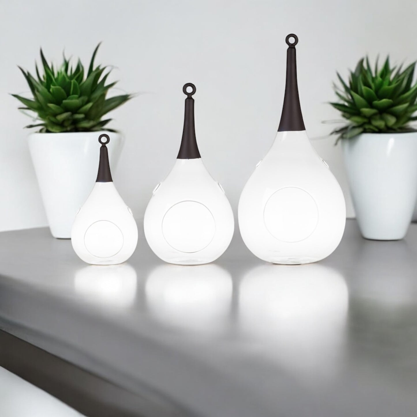 Taura schwarz groß Windlicht zum aufhängen Glas