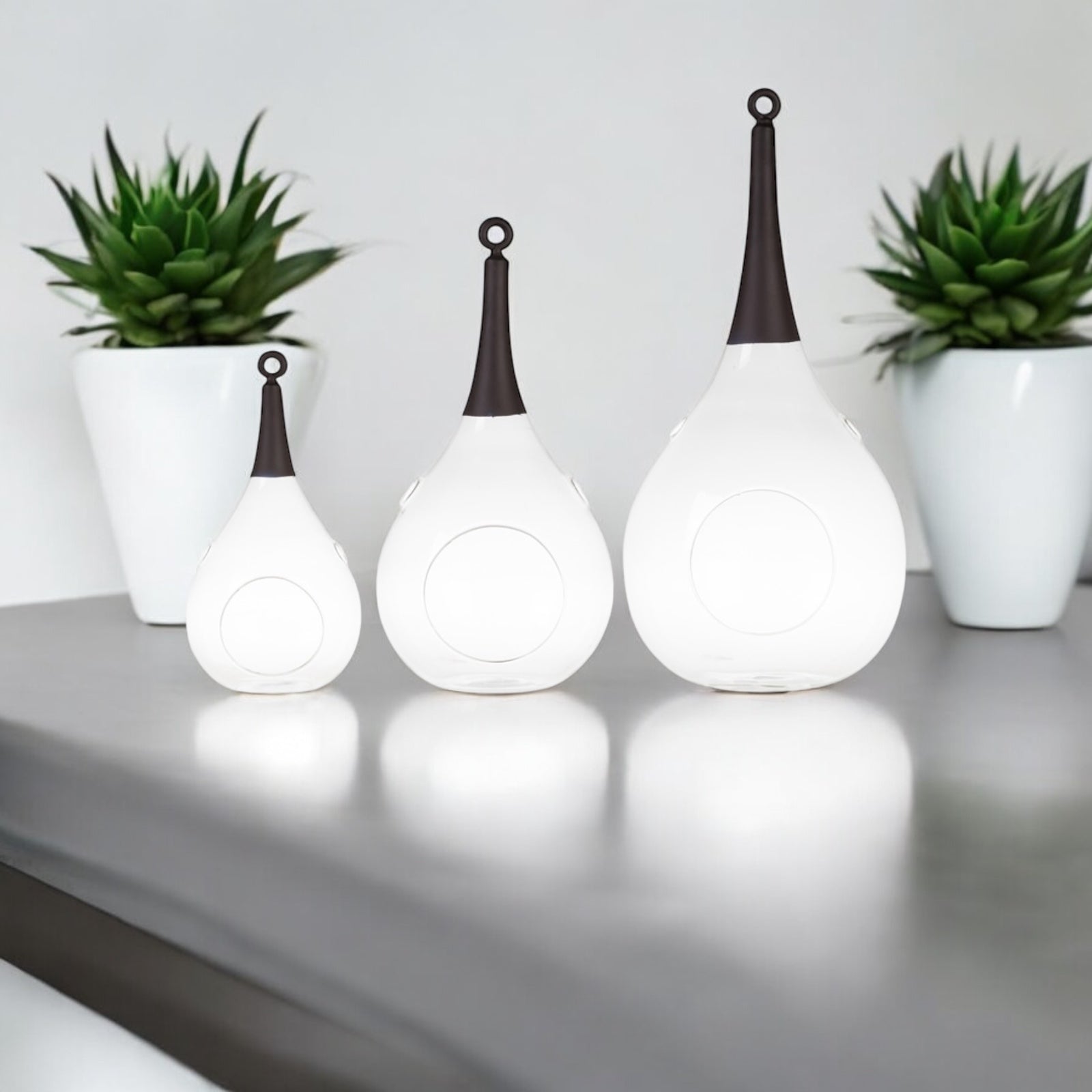 Taura schwarz groß Windlicht zum aufhängen Glas