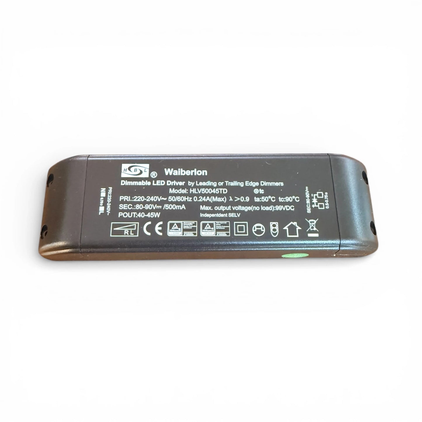 WAIBERLON HLV50045TD dimmbarer Konstantstrom LED Treiber 500mA 40-45W 80-90V Ersatz Driver für Deckenlampen und Pendelleuchten