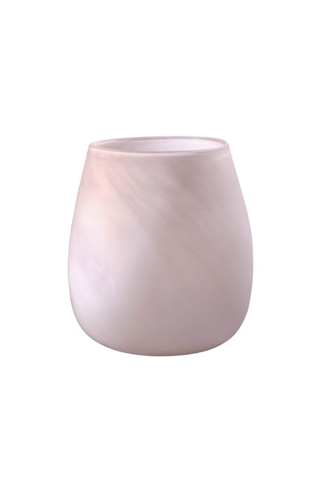 Bauchige Glasvase Blumenvase pastell rosa gefrostet mundgeblasen mundgeblasen, Handwerkskunst