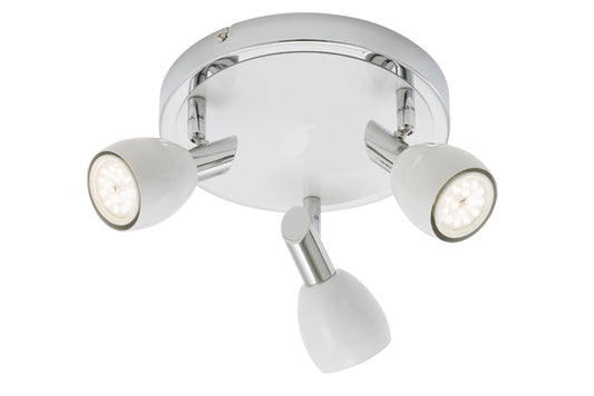 Deckenstrahler LED weiß 3flg weiß Chrom COMBI inkl. GU10 LED schwenkbar – Strahler / Spotbeleuchtung