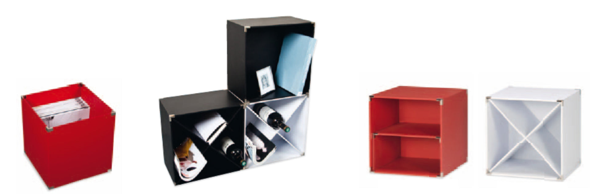 4 Stück Checkersbox Sompex 4081 Boxen Checkers, 4-er Set 30x30x30 cm, schwarz