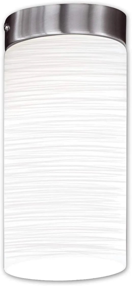 Kleine Deckenleuchte Zylinder Glas weiß gewischt matt 10cm durchmesser 20cm hoch E27 dimmbar nickelmatt anbringung rund honsel leuchten 22491 zylinder