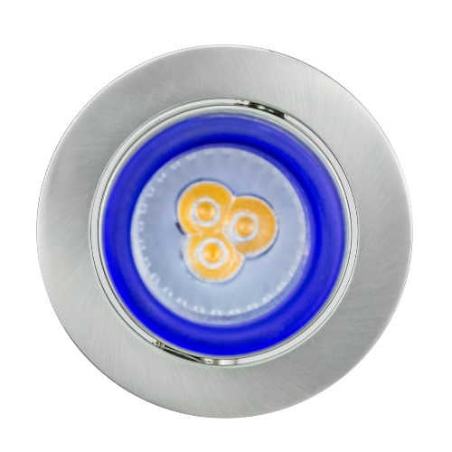 Design LED Einbaustrahler Glas Blau Set 230V rund – Einbaustrahler IP20, schwenkbar, dimmbar, 50mm