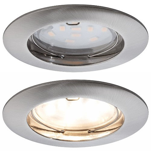 Paulmann 927.56 LED Einbauleuchte IP44 Eisen gebürstet – Einbaustrahler IP44, dimmbar, 79mm