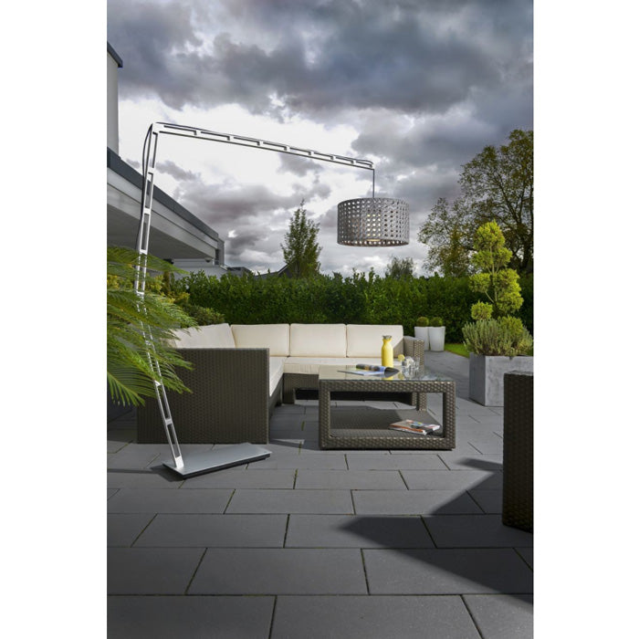 XXL Lampenschirm Outdoor Korb-Optik grau 60cm E27 Kunststoff