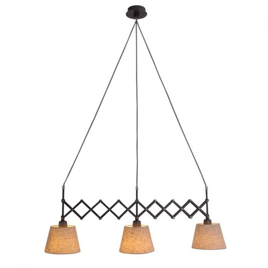 Esstischlampe mit Scherenarm 3flg Breite verstellbar Stoffschirme beige – Pendelleuchte E27