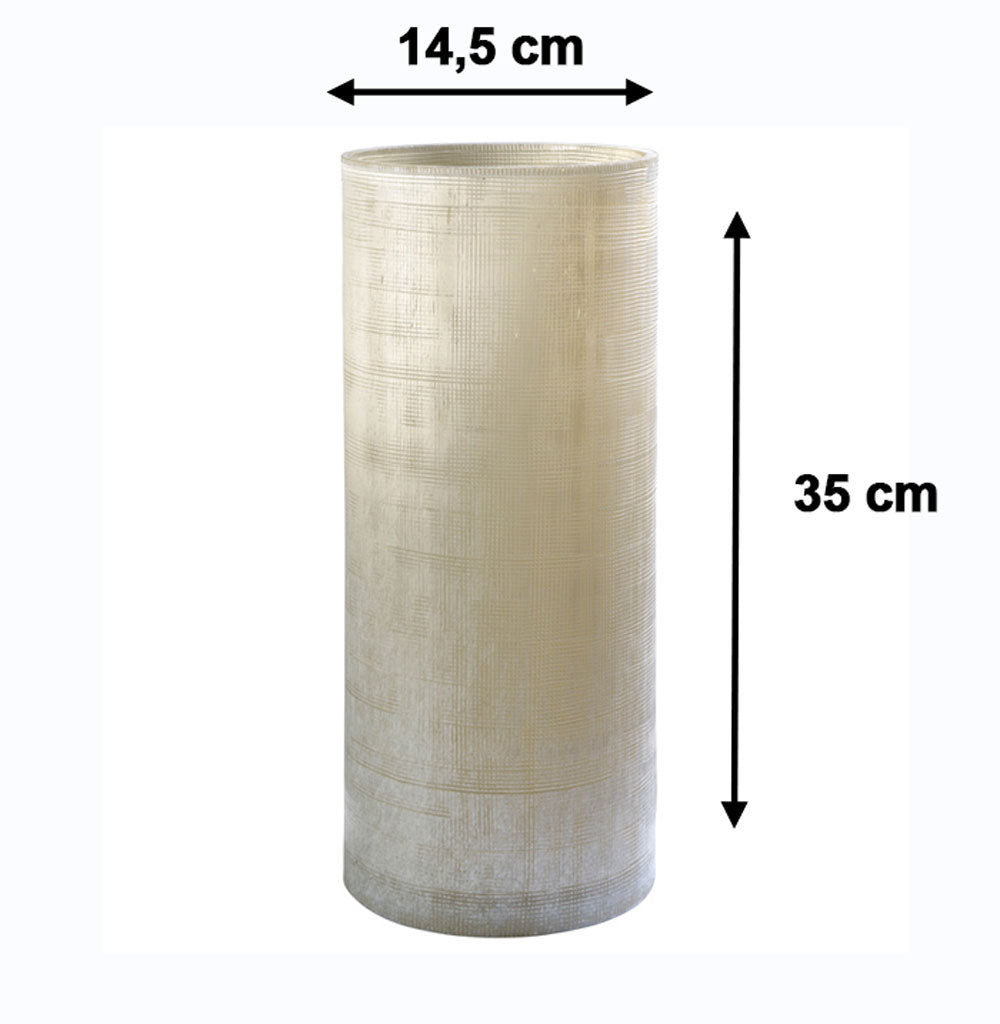 Hohe Blumenvase beige Vintage-Optik strukturiertes Glas mundgeblasen 35cm