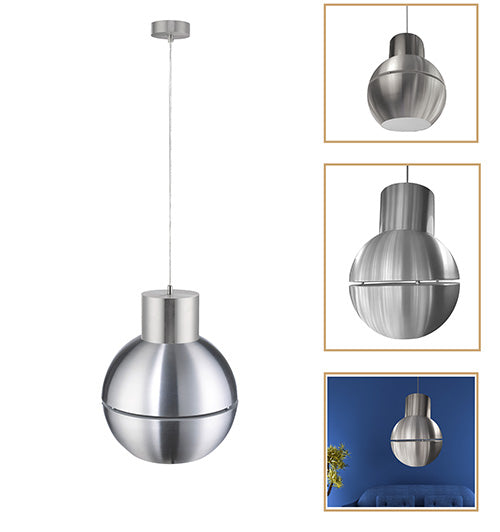 Pendelleuchte Metall Kugel silber Industrial Design – Pendelleuchte E27