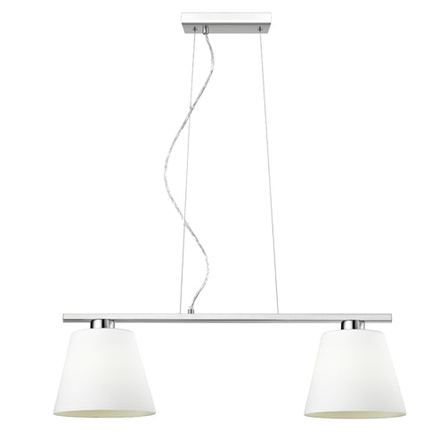 Italia Pendelleuchte 2 flg. mit weißen Glasschirmen dimmbar – Deckenleuchte dimmbar, höhenverstellbar, E27