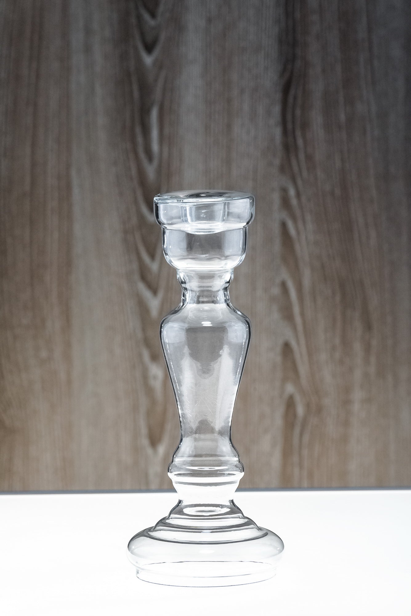 Blumenvase / Kerzenleuchter für Stabkerzen aus klaren Glas transparent – Glasvase / Deko-Vase – stilvolles Wohnaccessoire & D