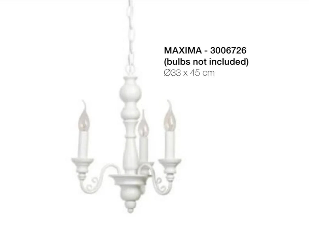 Kronleuchter weiß Landhausstil 3flg E14 MAXIMA 33cm x 120 cm 3006726 light & living