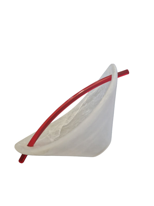 Ovales Lampenglas Alabaster 14cm für G4 GY6,35 mit roten Dekostab – Lampenglas