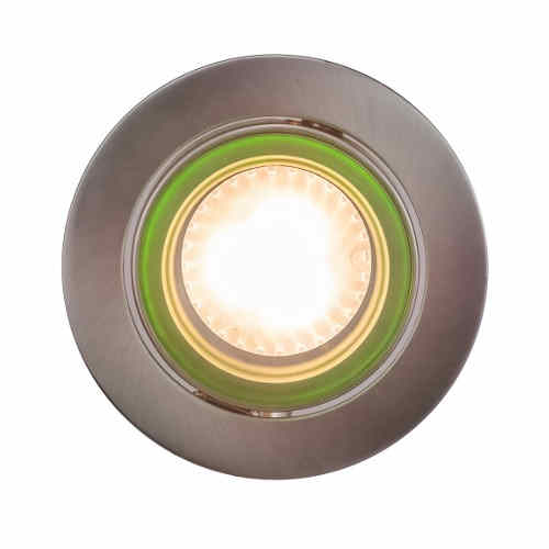 LED Glas Einbaustrahler GU10 230V rund grün – Einbaustrahler IP20, schwenkbar, dimmbar, 49mm